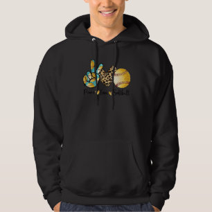 Peace Kärlek Softball Pitcher Catcher Gift Kid You Hoodie
