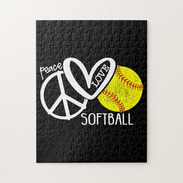 Peace Kärlek Softball Vector HIMLAR Pussel (Vertikal)