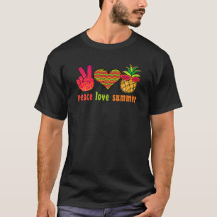 Peace Kärlek Sommar-Coolan Groovy Retro Hippie Pi T Shirt