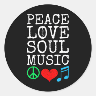 Peace Kärlek Soul Music Musician Vintage 70s Runt Klistermärke