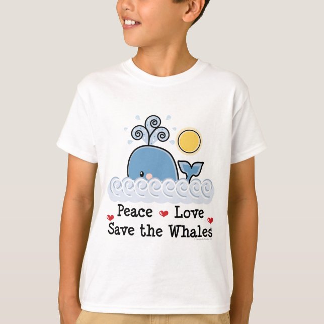 Peace Kärlek Spara Whales Kids Sweatshirt Tee (Framsida)