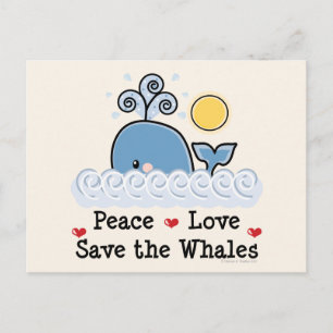 Peace Kärlek Spara Whales Postcard Vykort