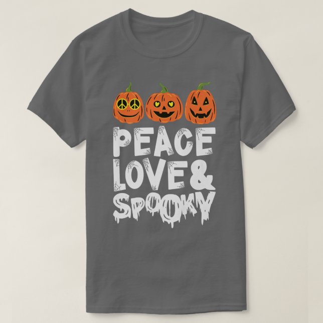 Peace Kärlek & Spooky Halloween Pumpkins Jack O La T Shirt (Design framsida)