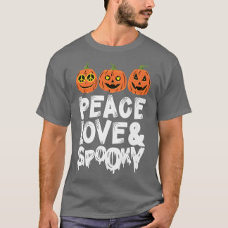 Peace Kärlek & Spooky Halloween Pumpkins Jack O La T Shirt