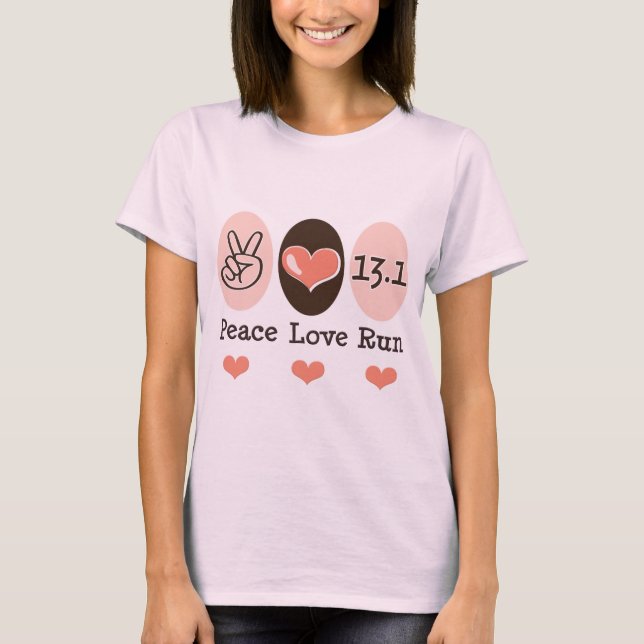 Peace Kärlek Springa 13.1, halv maratonorganisk te T-shirt (Framsida)