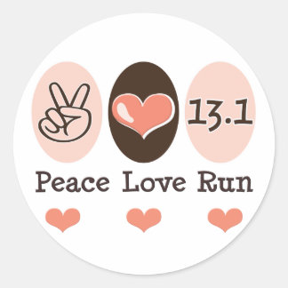 Peace Kärlek Springa 13.1 Halva Marathon Sticker Runt Klistermärke