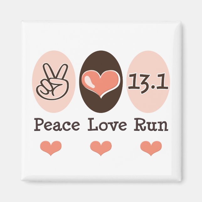 Peace Kärlek Springa 13.1, halvmaratonmagnet Magnet (Framsidan)