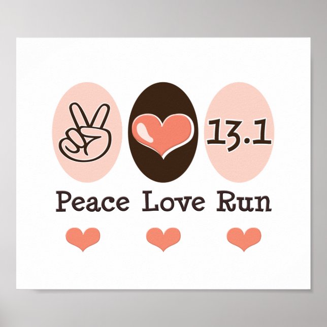 Peace Kärlek Springa 13.1 Poster i halvmaraton (Framsidan)