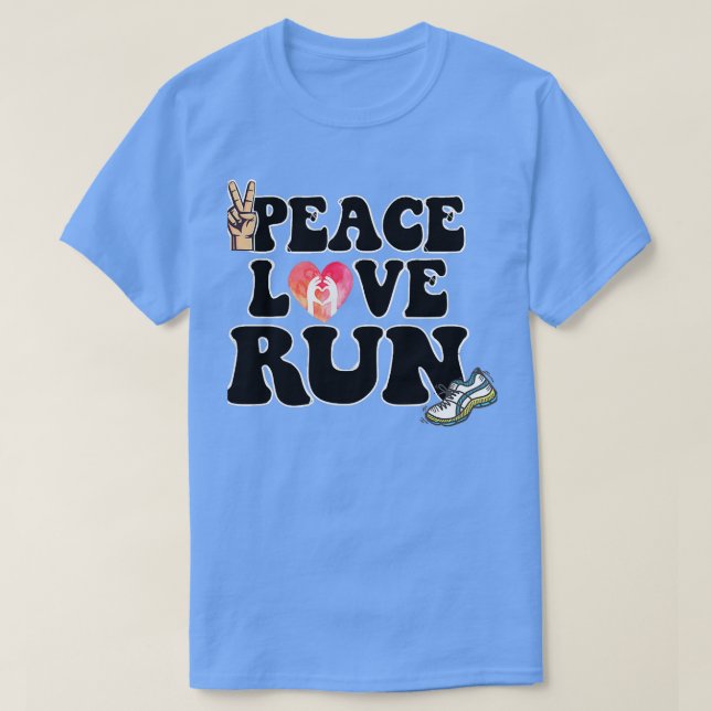 Peace Kärlek Springa T Shirt (Design framsida)