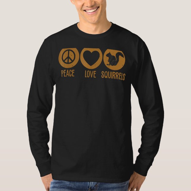 Peace Kärlek Squirrels Animals Pet Hund T Shirt (Framsida)