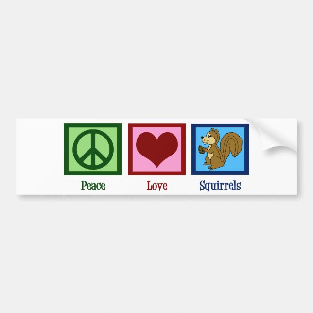 Peace Kärlek Squirrels Bildekal (Framsidan)