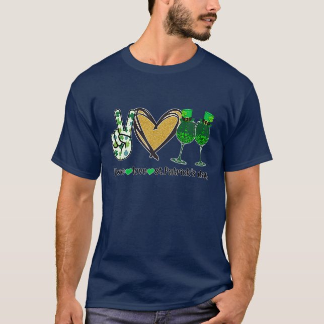 Peace Kärlek St patrick's day T Shirt (Framsida)