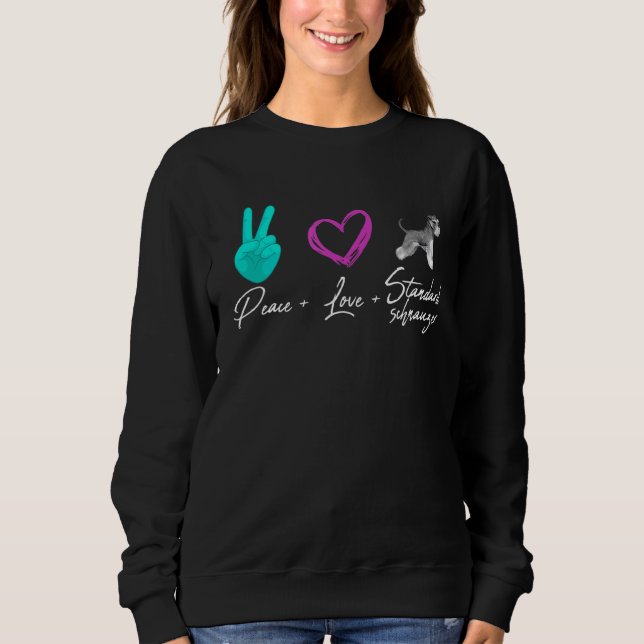 Peace Kärlek Standard Schnauzer Hundägare T Shirt (Framsida)