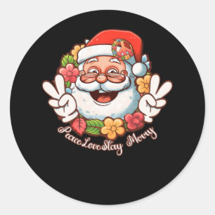 Peace Kärlek Stanna God jul Hippie Santa Peace Runt Klistermärke
