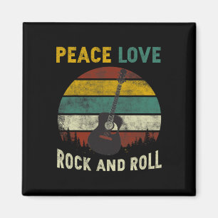Peace Kärlek Sten&amp; Roll Guitar Player Guitaris Magnet