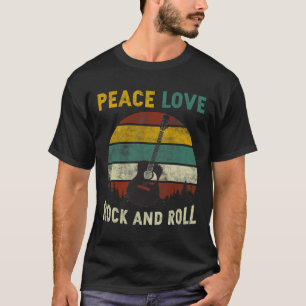 Peace Kärlek Sten& Roll Guitar Player Guitaris T Shirt