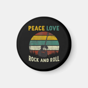 Peace Kärlek & Sten & Roll Guitar Player Guitarist Magnet