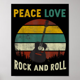 Peace Kärlek & Sten & Roll Guitar Player Guitarist Poster