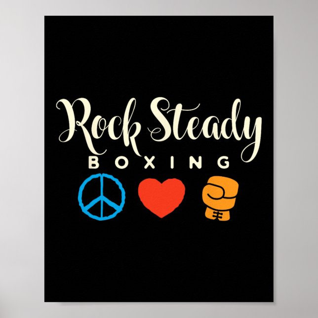 Peace Kärlek Sten Steady Boxing Parkinson's Poster (Framsidan)