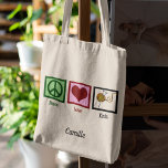 Peace Kärlek Sticka Personlig Knitting Tygkasse<br><div class="desc">Peace Kärlek Knitting till en stickare. Ta av dig nål och garnet och anpassa den här söta sticka-presenten.</div>