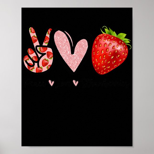 Peace Kärlek Strawberry Farmer Strawbär Älskare Poster (Framsidan)