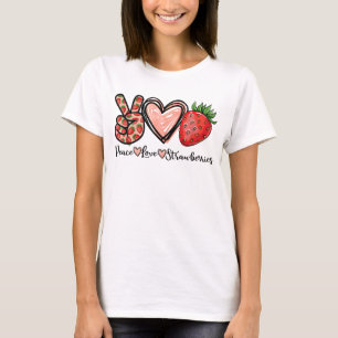 Peace Kärlek Strawberry Farmer Strawbär Älskare T Shirt
