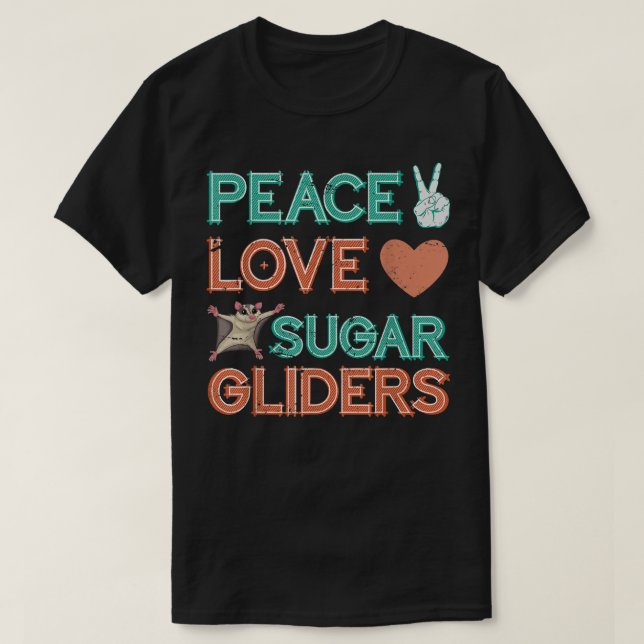 Peace Kärlek Sugar Glider T Shirt (Design framsida)