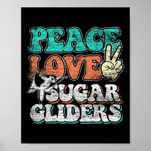 Peace Kärlek Sugar Gliders Poster
