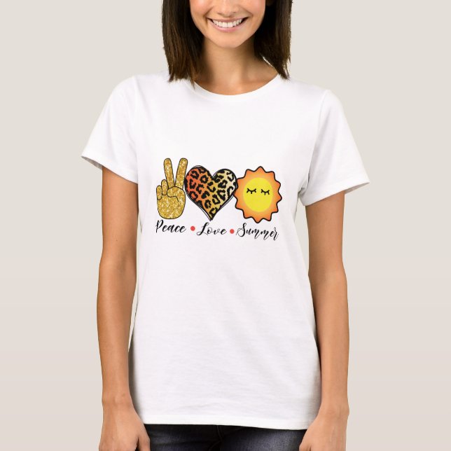 Peace Kärlek Summer Coola T Shirt (Framsida)
