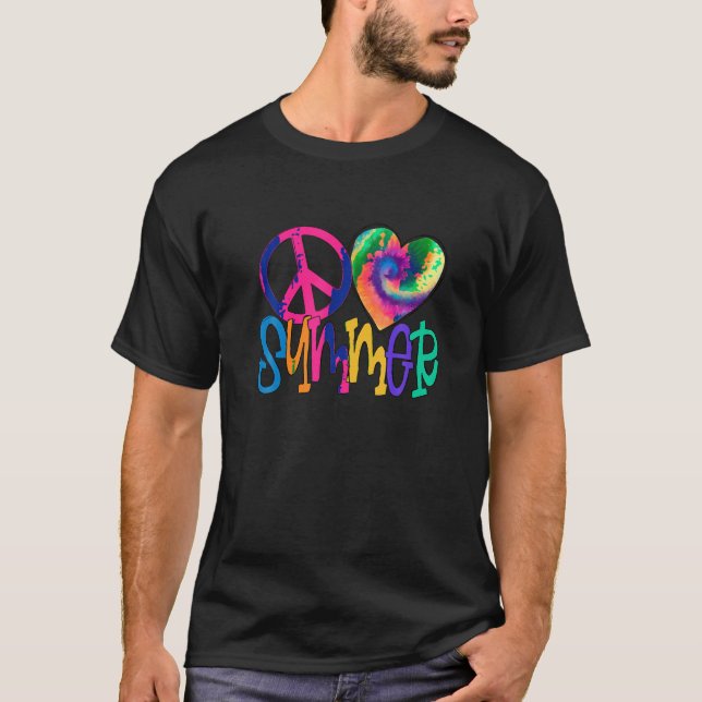 Peace Kärlek Summer Vibes Beach Vacay Summertime D T Shirt (Framsida)