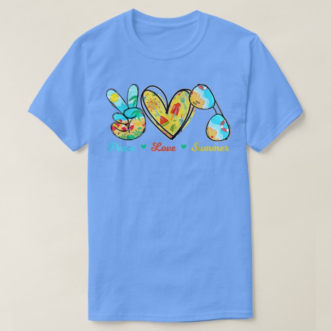 Peace Kärlek Sunglass Cruise Beach T Shirt (Design framsida)