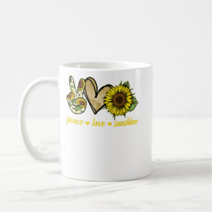 Peace Kärlek Sunshine Guld Heart Solros Kaffemugg