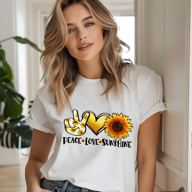 Peace Kärlek Sunshine Modern SunBlroll Girly Chic T Shirt (Skapare uppladdad)
