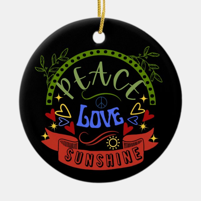 Peace Kärlek Sunshine Ornament (Framsidan)