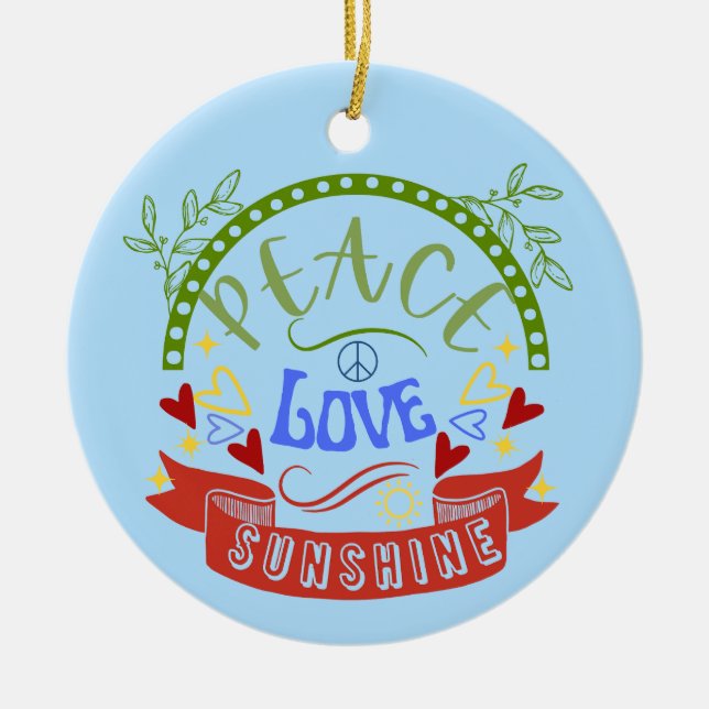 Peace Kärlek Sunshine Ornament (Framsidan)
