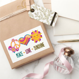 Peace Kärlek Sunshine Rektangulärt Klistermärke