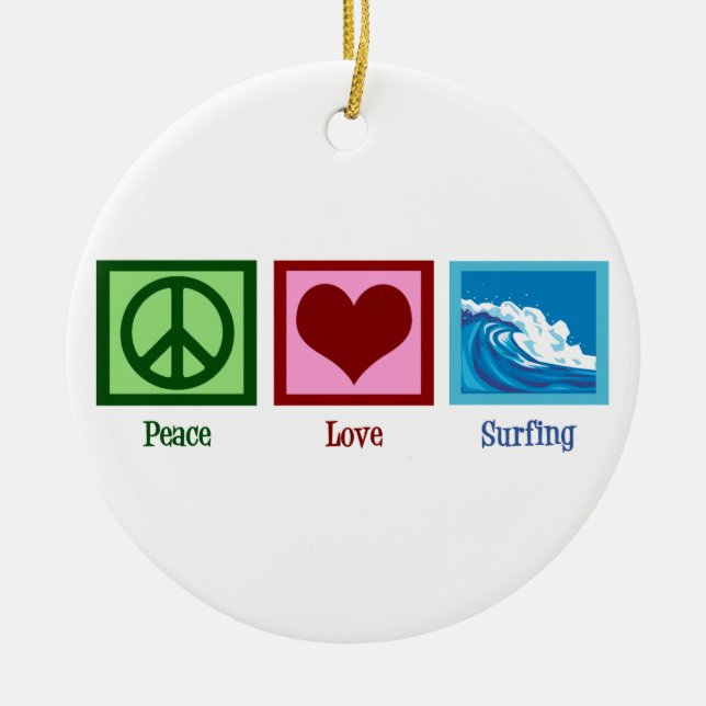 Peace Kärlek Surfing Julgransprydnad Keramik (Framsidan)