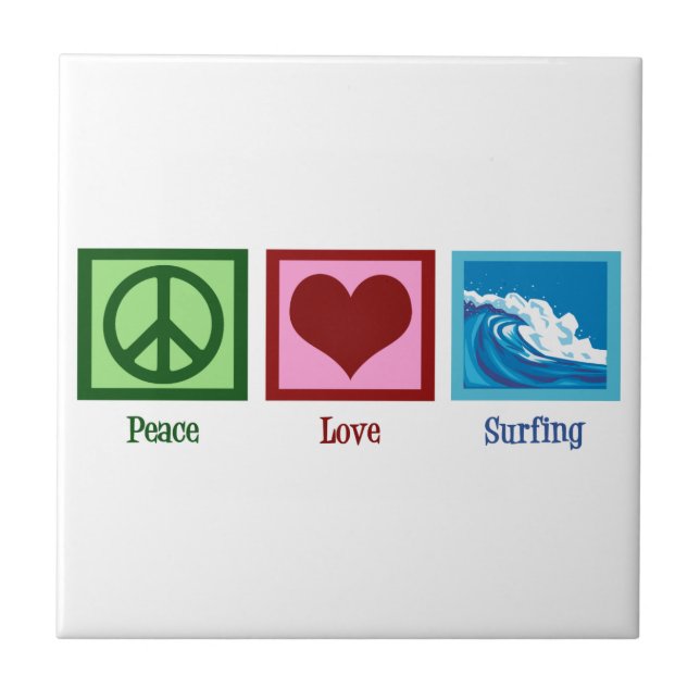 Peace Kärlek Surfing Kakelplatta (Framsidan)