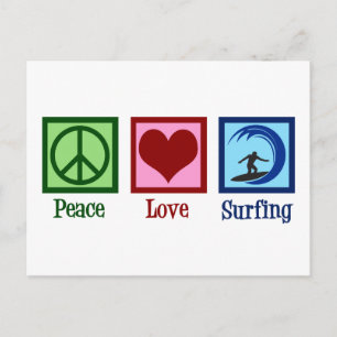 Peace Kärlek Surfing Vykort