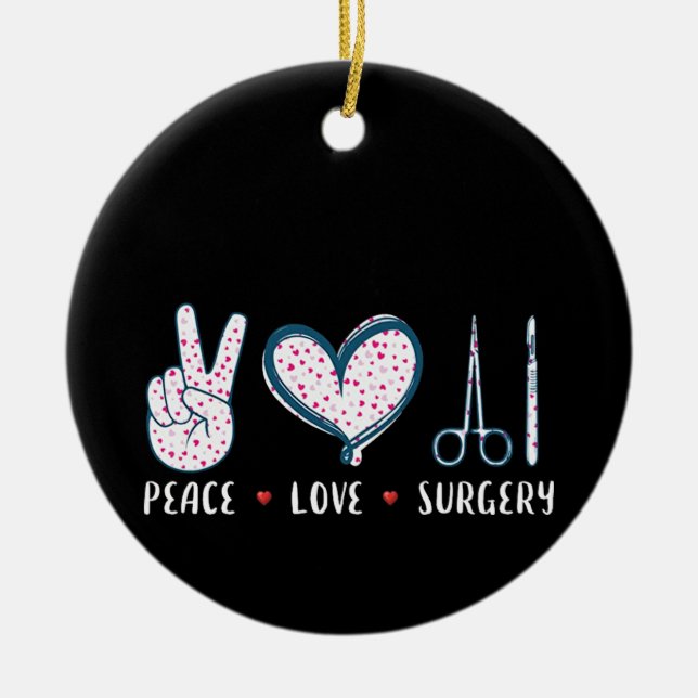 Peace Kärlek Surgery Julgransprydnad Keramik (Framsidan)