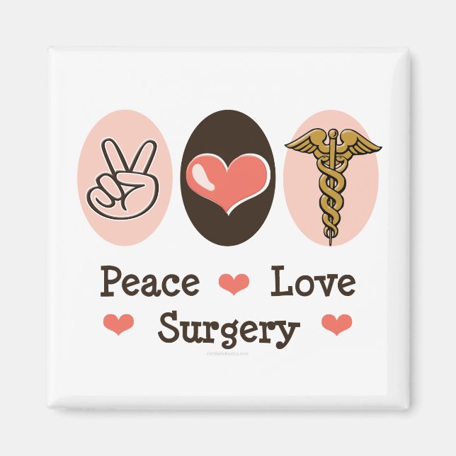Peace Kärlek Surgery Surgeon Magnet (Framsidan)