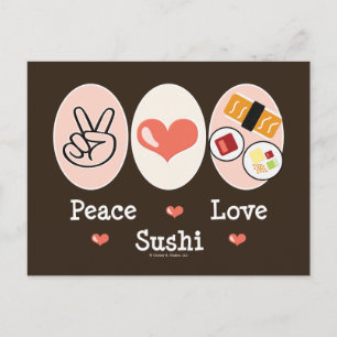 Peace Kärlek Sushi-vykort Vykort