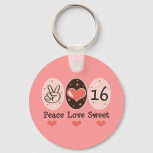 Peace Kärlek Sweet sixteen Nyckelring