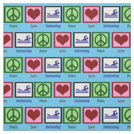 Peace Kärlek Swimming Cute Simma Team Blue Tyg