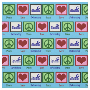 Peace Kärlek Swimming Cute Simma Team Blue Tyg