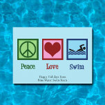 Peace Kärlek Swimming Cute Simma Team jul Julkort<br><div class="desc">Cute Peace Simma-helgdagskort för ett simskolföretag att skicka ut annonser för simlektioner eller livvakter Anpassa dessa coola simjulkort för din simma tränare eller medlemmar av ditt konkurrerande simma-team. I kärlek coola simmande skjortor.</div>