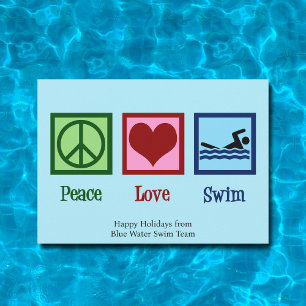 Peace Kärlek Swimming Cute Simma Team jul Julkort