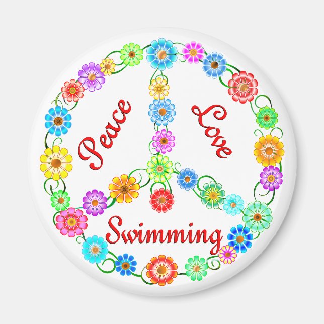 Peace Kärlek Swimming Magnet (Framsidan)