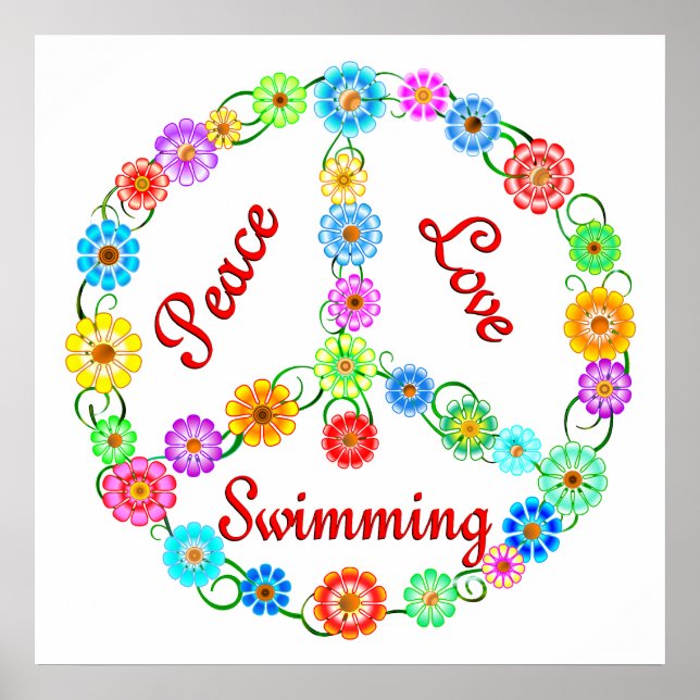 Peace Kärlek Swimming Poster (Framsidan)