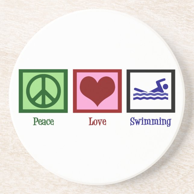 Peace Kärlek Swimming Underlägg Sandsten (Framsidan)